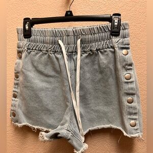 Denim Drawstring Shorts size S 100% cotton.